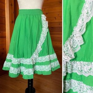 Vintage 60s 70s Pete Bettina Kelly Green Square Dance Skirt